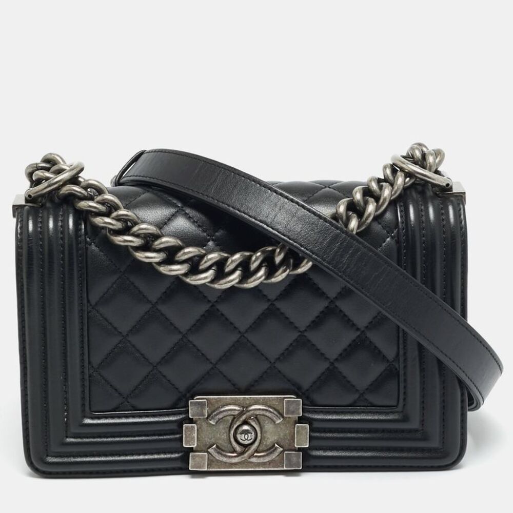 Chanel Boy Small Black Quilted Leather Flap Bag